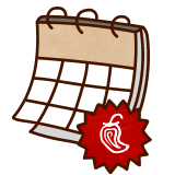 A line drawing of a calendar with a Chipotle Rewards pepper logo.